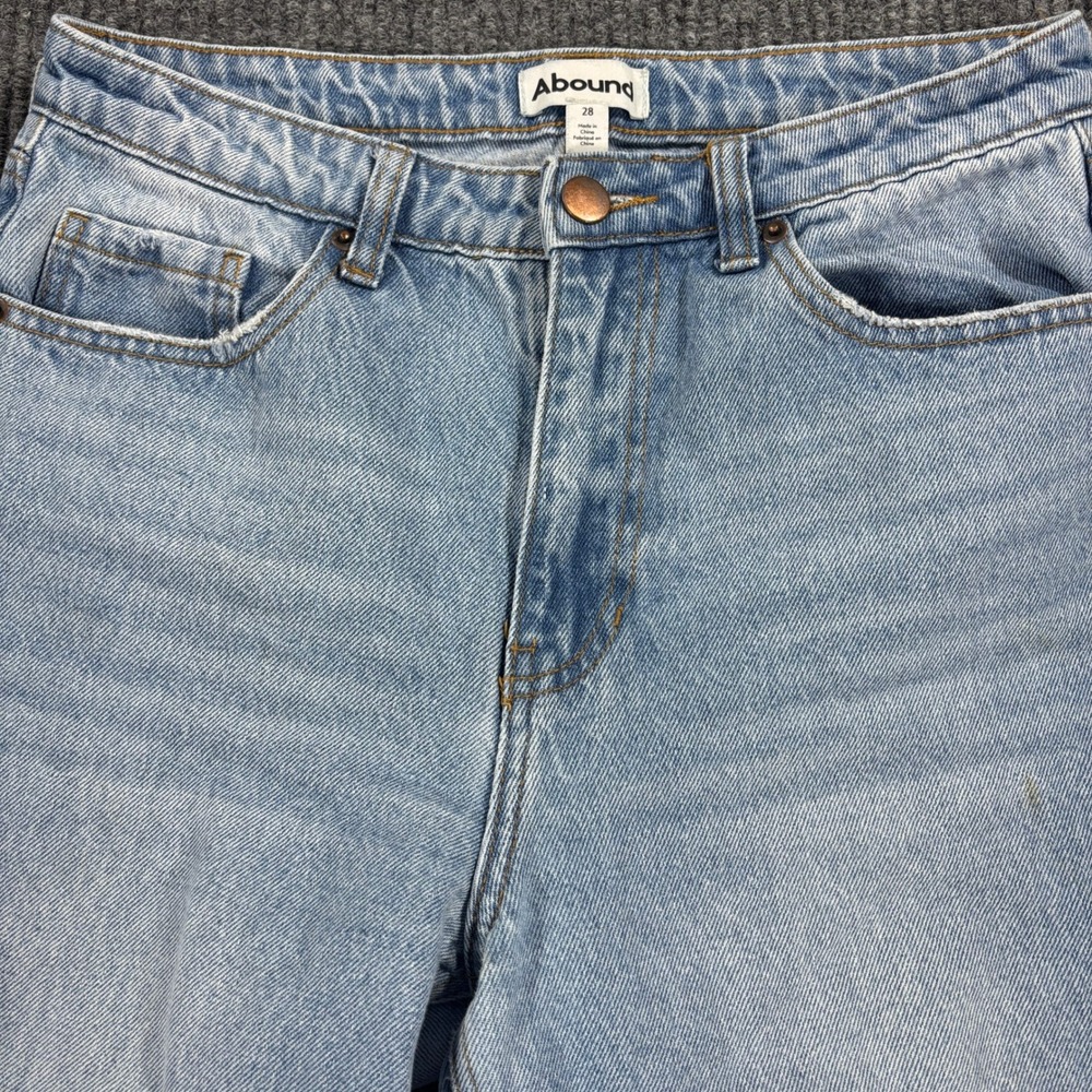 Abound Wide Leg Jeans Womens 28 Blue Distressed High Rise Raw Hem
